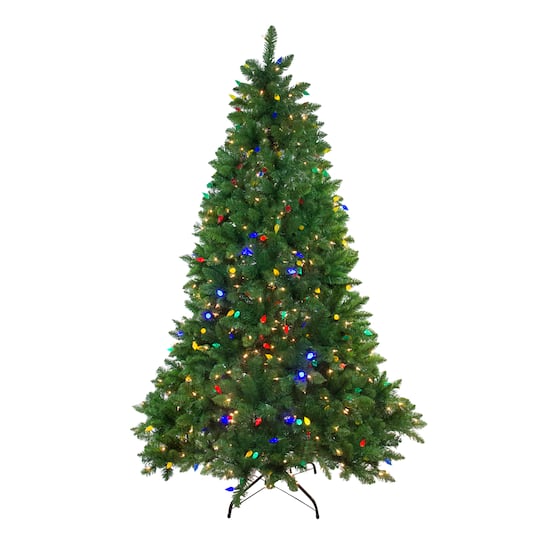 6.5Ft Pre-Lit Huron Pine Artificial Christmas Tree, Multicolor Lights By Northlight in Green | 6.5 ft | Michaels®